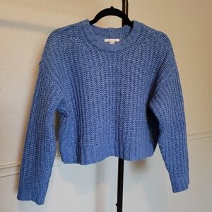 American Eagle Cropped Knit Oversized Blue Pullover Sweater Women's X-Small